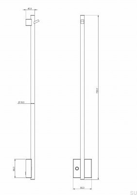 Bathroom radiator TW750-85 Steel Black Chrome PVD