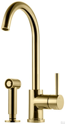 Two-hole kitchen faucet with shower EVO200, Honey Gold Brass