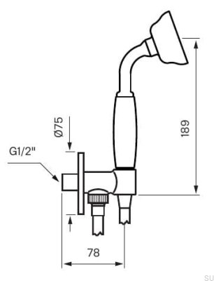 BOX300/300 Classic concealed shower set, polished brass, unpainted