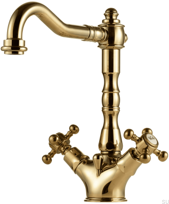 FBLV075 washbasin tap, polished brass, unpainted