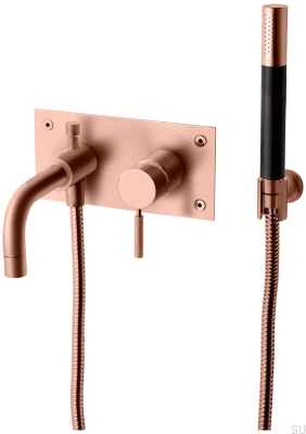 Bathtub and shower faucet with shower head and hose BOX026 Brushed Copper Unpainted