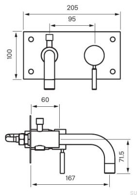 Bathtub and shower faucet with hand shower and hose BOX026 Brass Brushed Nickel with Black