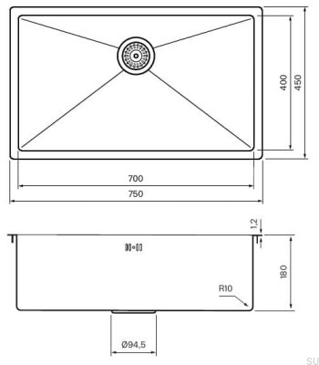 Diskho 8040 Steel Black Chrome PVD Kitchen Sink