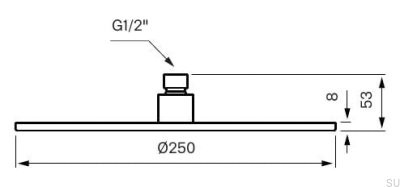 Round rain shower head 250 ZSOF250 Brass Black Chrome