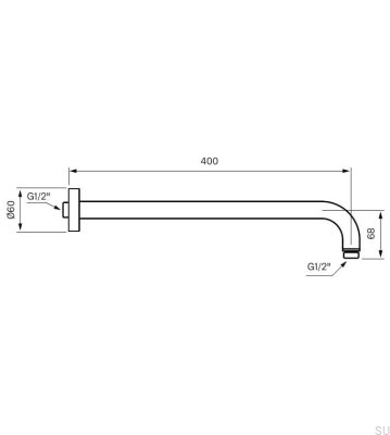 Wall shower arm 380 ZSOF034 Polished Brass Unpainted