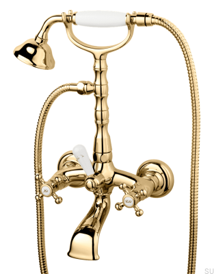 Classic bathtub faucet with shower head FBLV023-150 Polished Brass Unpainted