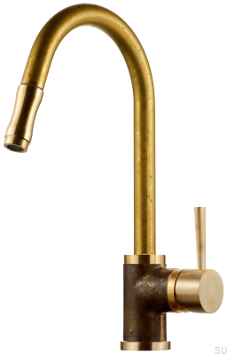 Kitchen faucet with pull-out spout EVO185 Grottesco Brass, Unpainted