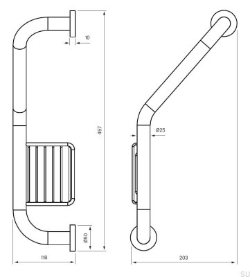 Bathtub handle with soap dish TA808, polished brass, unpainted
