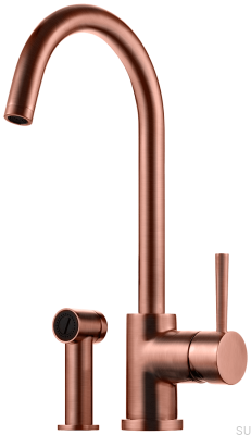 Two-hole kitchen faucet with shower EVO200 Brushed Copper Unpainted