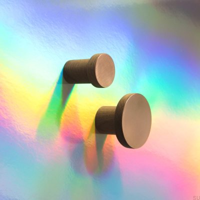 Copper 30 Wooden Oak Furniture Knob with Brushed Copper, Unvarnished