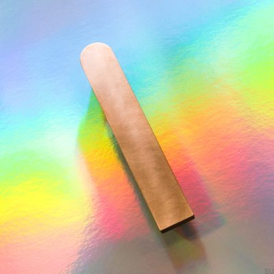 Oblong furniture handle Copper Half-Round 128 Wooden Oak with Brushed Unvarnished Copper