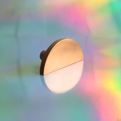 Copper Semi-Round Wooden Oak Furniture Handle with Brushed Unvarnished Copper