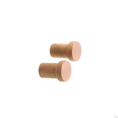 Copper 30 Wooden Wall Hanger with Brushed Unvarnished Copper