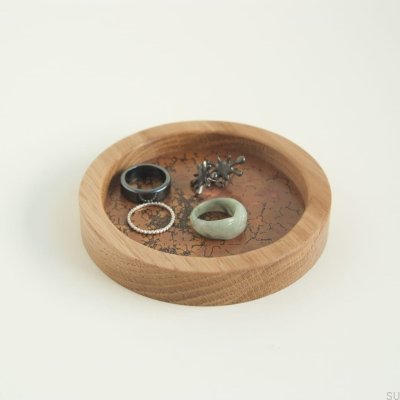 Moon 10 wooden jewelry tray with oxidized copper 