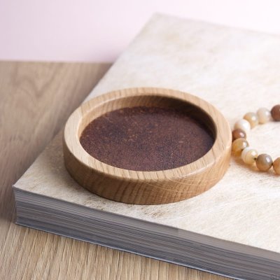 Moon 10 wooden jewelry tray with oxidized copper 