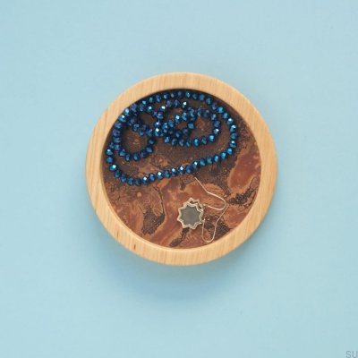 Moon 12 wooden jewelry tray with oxidized copper 