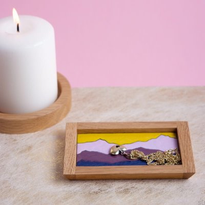 Scene Sunset Wooden Enamelled Jewelry Tray 