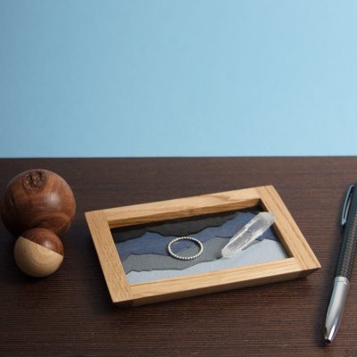 Scene Night wooden jewelry tray, enamelled 