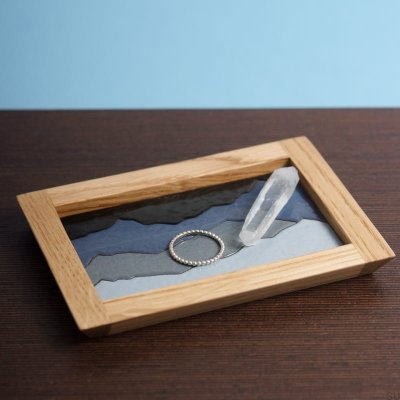 Scene Night wooden jewelry tray, enamelled 