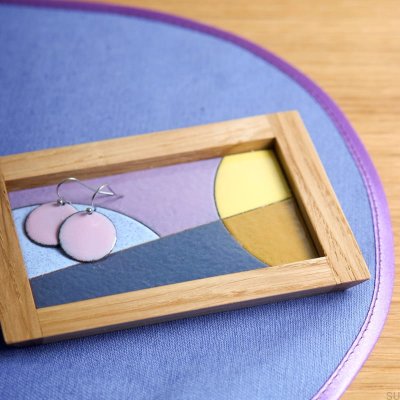 Scene Abstract with Yellow wooden jewelry tray, enamelled 