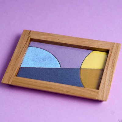 Scene Abstract with Yellow wooden jewelry tray, enamelled 