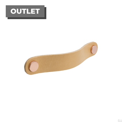Long furniture handle Loop Round 128, natural leather with copper