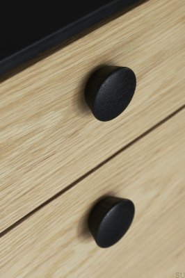 Furniture knob Beret 45 Wooden Oak Black