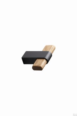 T-Bar Crossing 50 Metal Matte Black Furniture Knob with Oak Wood