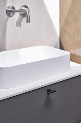 T-Bar Crossing 50 Metal Furniture Knob Matte Black with Black Oak Wood