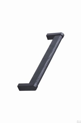 Crossing 160 elongated furniture handle Metal Black Matt with Black Oak Wood