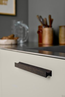 Track 160 Wooden Oak Black Elongated Furniture Handle