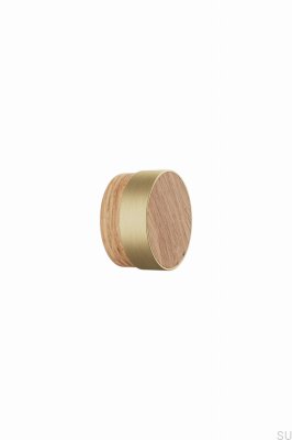 Radio 49 Wooden Oak Furniture Knob with Brushed Gold
