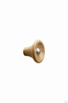 Recta 38 Wooden Oak Furniture Knob with Silver