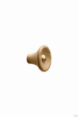 Recta 38 Wooden Oak Furniture Knob with Gold Polished