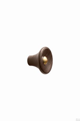 Furniture knob Recta 38 Wooden Walnut with Gold Polished