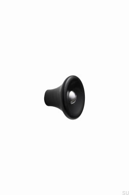 Recta 38 Wooden Furniture Knob Ash Black with Silver Polished
