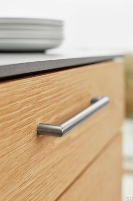 Elongated furniture handle Angle 128 H30 Silver Satin