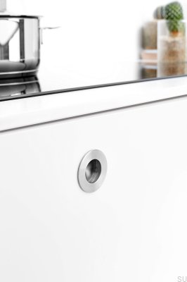 Recessed furniture handle Round 65 Steel Silver Satin
