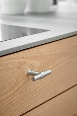 Furniture knob T-Bar Knot 75 Steel Silver Polished