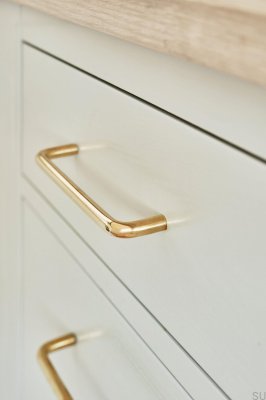 Tubular 128 long furniture handle Brass Gold Polished Unvarnished