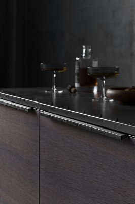 Trim 796 Recessed Furniture Handle, Matte Black Brushed Aluminum