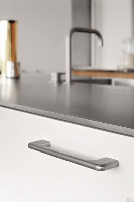 Doppia 128+160 Aluminum Silver Elongated Furniture Handle