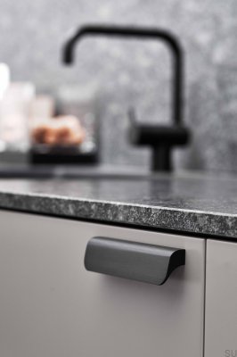 Fall 224 elongated furniture handle Aluminum Black Matt Brushed
