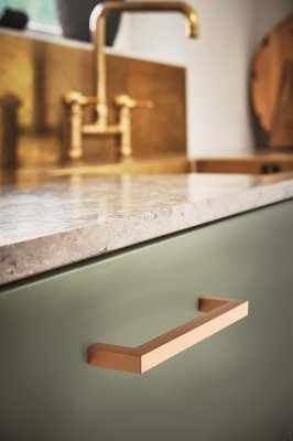 Square 10 128 Aluminum Brushed Gold Furniture Handle