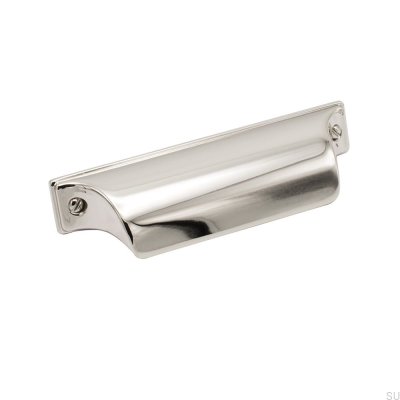 Timjan 64 shell furniture handle Silver polished nickel