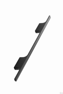Tau 160 elongated furniture handle, Aluminum, Black Matte, Brushed