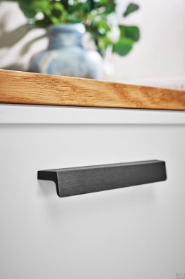 Envelope 160 elongated furniture handle Aluminum Black Matt Brushed