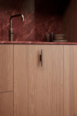 Oblong furniture handle Facet 32 Aluminum Brown Matt