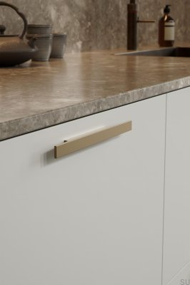 Oblong furniture handle Facet 96 Aluminum Gold Matte