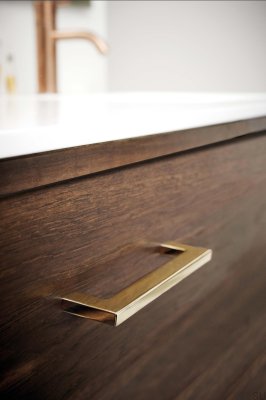 Elongated furniture handle Flat 192 Metal Gold Polished